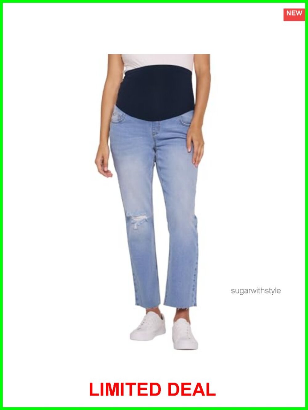 Maternity Secret Fit Over Belly Slim Straight Leg Distressed Denim Jeans
